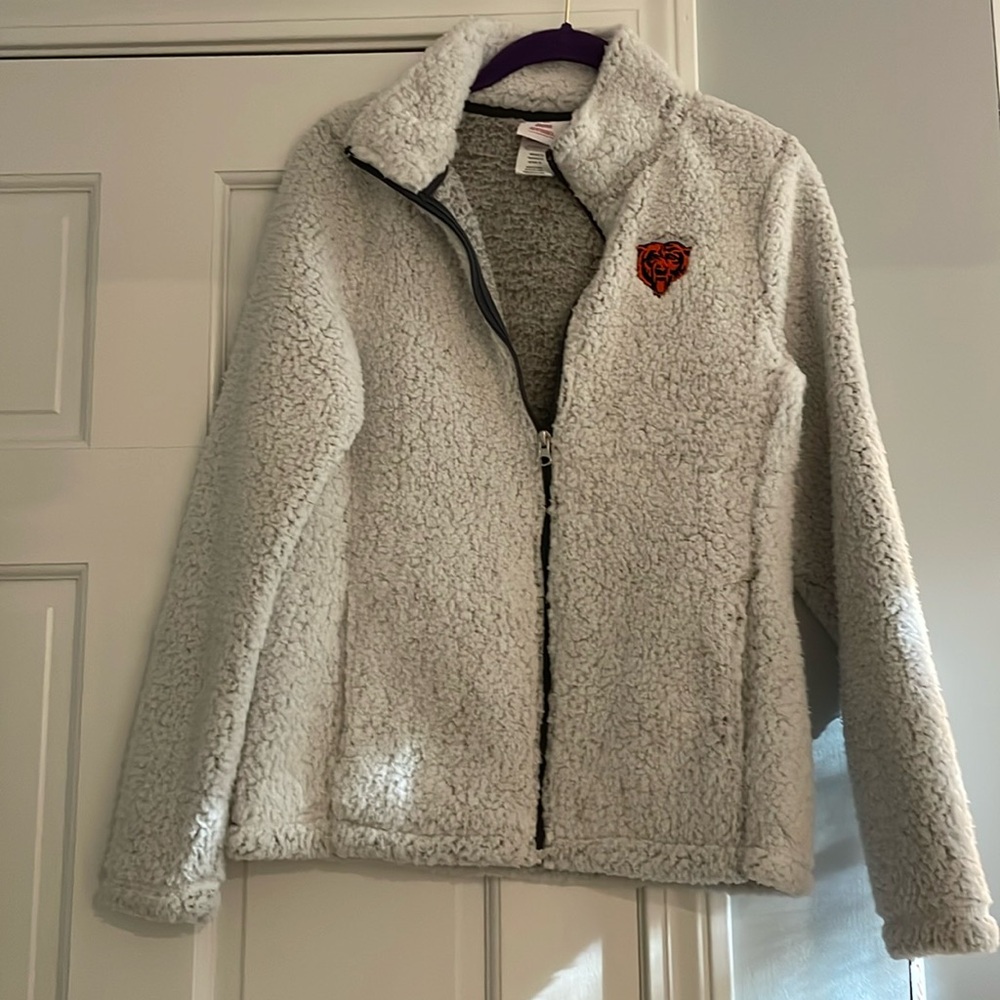 NFL Teen Women’s Chicago Bears Gray Sherpa Fleece Full-Zip Jacket